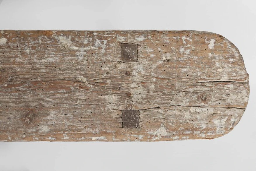 Beautifully Crafted Industrial Bench With A Wooden Top And White Paint, France Ca. 1900 12 Beautifully Crafted Industrial Bench With A Wooden Top And White Paint, France Ca. 1900 - Image 10