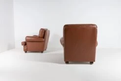 Pair Of Brown Leather Club Armchairs From 1970’s, Italy -Chairly Shop 91ee154d 00e7 4a69 af24 2b02d704faf3