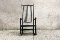 Vintage Scandinavian Rocking Chair Karl-Axel Adolfssonen/Gemla 1960 In Original Black Lacquered Wood, In T -Chairly Shop 92728ae1 2977 45d3 9c3d 0252bcca8df3