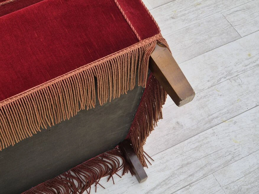 1970s, Danish Highback Wingback Armchair, Original Condition, Furniture Velour, Ash Wood. 11 1970s, Danish Highback Wingback Armchair, Original Condition, Furniture Velour, Ash Wood. - Image 9