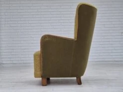 1960s, Danish Highback Armchair, Original Condition, Cotton/wool. -Chairly Shop 979fb220 2822 4c5d 89f3 11a5b8a20b11