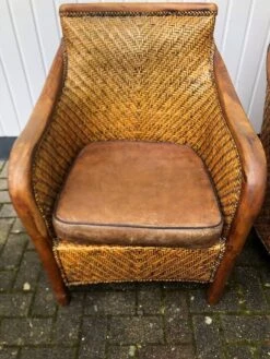 2 Colonial Armchairs From The 50s Rattan-wood-leather -Chairly Shop 993cfa58 4da6 44d5 b15d d09ada210e3a