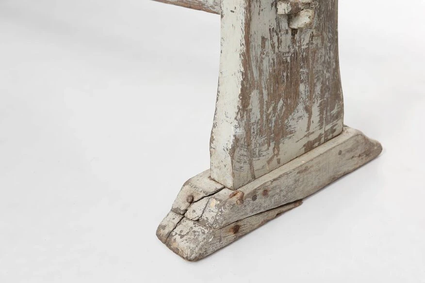 Beautifully Crafted Industrial Bench With A Wooden Top And White Paint, France Ca. 1900 13 Beautifully Crafted Industrial Bench With A Wooden Top And White Paint, France Ca. 1900 - Image 11