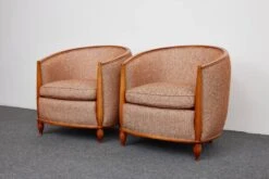 Fauteuils Lounge « Barrel » Du Milieu Du Siècle, De Style Art Déco, Dans Le Style De Paul Follot, France 1960 -Chairly Shop 9e2eba1a c121 4421 9774 fbff6d6ec317