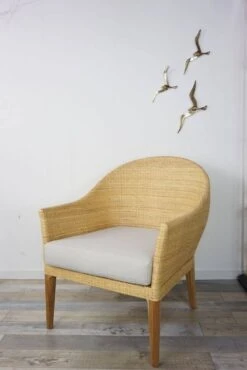 Pair Of Teak And Rattan Armchairs