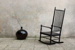 Vintage Scandinavian Rocking Chair Karl-Axel Adolfssonen/Gemla 1960 In Original Black Lacquered Wood, In T -Chairly Shop a2bf34cb f321 4014 aabb 40b7fcbf9708