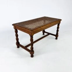 Antique Small Oak And Cane Bench/Stool, 1930s -Chairly Shop a2e781ff 2c72 4d59 b69a 19de73377b07