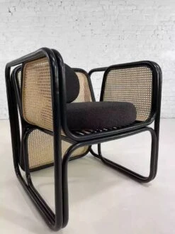 Cubic Armchair In Black Rattan And Canework -Chairly Shop a462aafc f36c 4dd6 86b9 1cf2f12ea66e
