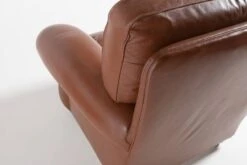 Pair Of Brown Leather Club Armchairs From 1970βs, Italy
