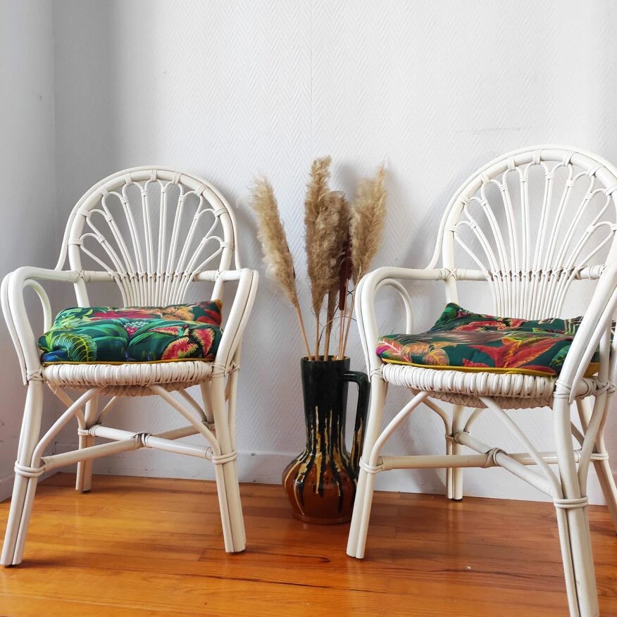 Pair Of Vintage Rattan Armchairs 1970 9 Pair Of Vintage Rattan Armchairs 1970 - Image 7