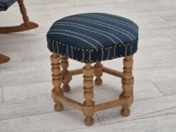 1970s, Danish Design, Oak Wood Rocking Chair With Footstool, Furniture Wool, Original Condition. -Chairly Shop a85b0984 b3d5 4d8d 8920 a5791ccb4feb