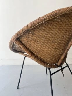 Basket Armchair In Rattan And Black Metal, Design 1950 -Chairly Shop a8847285 708a 4641 8fa1 863a2458986d