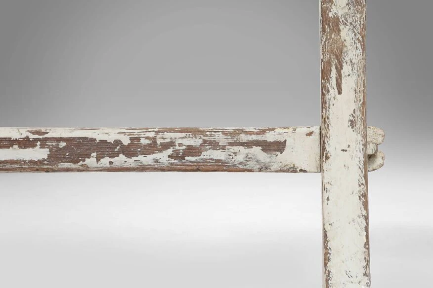 Beautifully Crafted Industrial Bench With A Wooden Top And White Paint, France Ca. 1900 6 Beautifully Crafted Industrial Bench With A Wooden Top And White Paint, France Ca. 1900 - Image 4