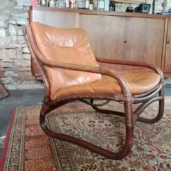 Vintage Armchair In Bamboo, Rattan And Leather, Italy 1960s -Chairly Shop abe5aaf5 0a4c 467d ad14 5ee1bd27e8ab