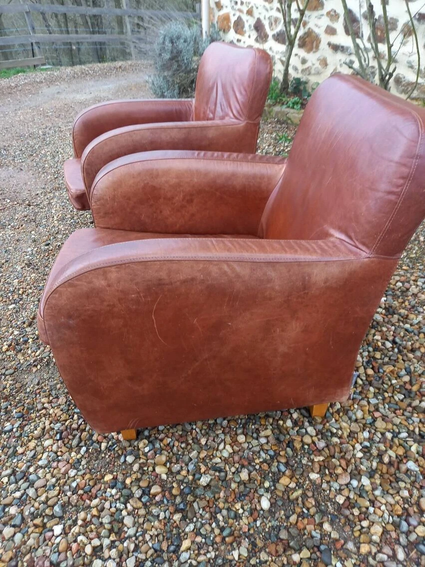 Pair Of Leather Club Chairs 10 Pair Of Leather Club Chairs - Image 8