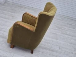 1960s, Danish Highback Armchair, Original Condition, Cotton/wool. -Chairly Shop b0b66316 bf68 4845 8a1d 8b899b252118