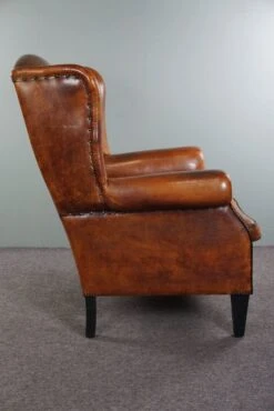 Lovely Large Sheepskin Leather Wingback Armchair With Very Good Seating Comfort -Chairly Shop b36eebde 1bba 492a 8ec2 8222175f20f9
