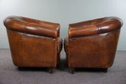 Set Of Two Club Armchairs Made Of Sheep Leather In A Beautiful Warm Dark Color -Chairly Shop b5595384 06c4 44a5 818a a71a0a0be36c