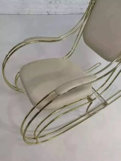 60s Rocking Chair In Brass And Ecru Imitation Leather -Chairly Shop b6ad71bb a340 4bbd be46 420459b6f946