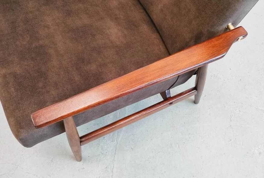 1960 Henryk Lis Mid Century Armchair In Chocolate Velvet 5 1960 Henryk Lis Mid Century Armchair In Chocolate Velvet - Image 3