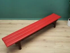 Red Eco Leather Bench, Danish Design, 1990s, Production: Denmark -Chairly Shop bcaf4fbb 7df1 4dba acad c6423e7deace