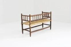 Vintage Bobbin Bench With Rush Seat 1920s -Chairly Shop c1307c0c c8c2 45e2 b938 5376045c164e