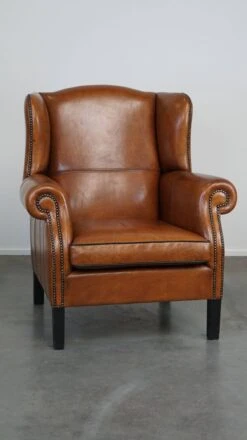 Very Beautiful Sheepskin Leather Wingback Armchair With Stunning Details -Chairly Shop c5d10ff0 fb44 4148 b0c6 1595f5e08b0d