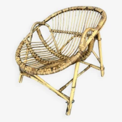 Vintage Rattan Armchair 1960 Shell Shape -Chairly Shop c700ef2e fbd0 4c80 9280 ce24c6c01ad9