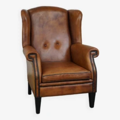 Large Sheepskin Leather Wingback Armchair In Good Condition, English Style 14 Large Sheepskin Leather Wingback Armchair In Good Condition, English Style -Chairly Shop c7fec78c c03e 4bf5 a9da 8effc8041d31