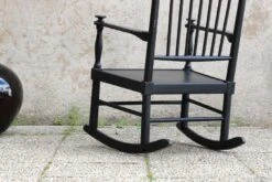 Vintage Scandinavian Rocking Chair Karl-Axel Adolfssonen/Gemla 1960 In Original Black Lacquered Wood, In T -Chairly Shop ccee0e36 70fb 4a56 9a03 852726dd8c3e