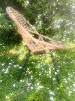 Rattan Armchair - Black Steel Base - Vintage -Chairly Shop cf6c9903 9e75 4ddd 9b96 2c0f8c7dbbf2