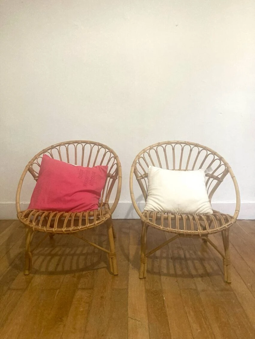 Pair Of Rattan Armchairs - Shells 5 Pair Of Rattan Armchairs - Shells - Image 3