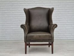 1970s, Vintage Wingback Armchair, Original Condition, Leather, Beech Wood. -Chairly Shop d05f6a83 3601 41ab 9d29 8dfe98f848dd