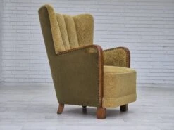 1960s, Danish Highback Armchair, Original Condition, Cotton/wool. -Chairly Shop d16e3f55 2299 452e bd5c 8301f088943f