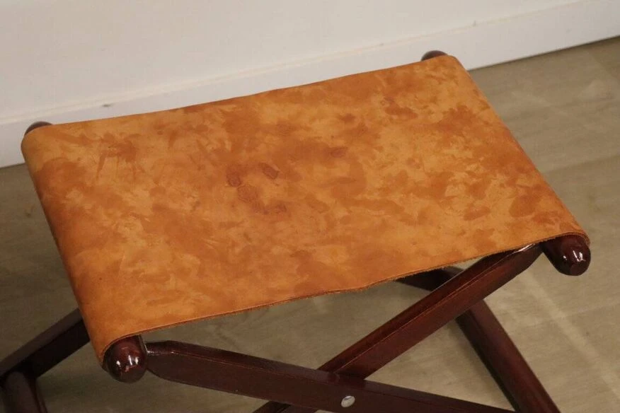 Vintage American Folding Leather And Wood Rocking Chair, 1970s 20 Vintage American Folding Leather And Wood Rocking Chair, 1970s - Image 18