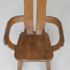 Brutalist Rocking Chair In Solid Oak By De Puydt, 1970s -Chairly Shop d38e7231 8a1d 42e6 ad92 cdce5fcb899e