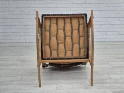 1970s, Danish Design, Oak Wood Rocking Chair With Footstool, Furniture Wool, Original Condition. -Chairly Shop d39ef037 ab45 47f7 a9a0 203636aee635