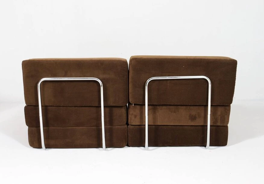 Mid-century Fold-out Sofa Elements, Germany, 1970s 3 Mid-century Fold-out Sofa Elements, Germany, 1970s