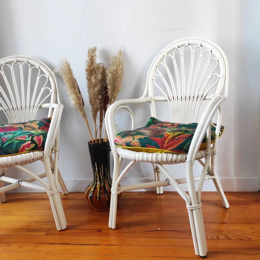 Pair Of Vintage Rattan Armchairs 1970 13 Pair Of Vintage Rattan Armchairs 1970 - Image 11