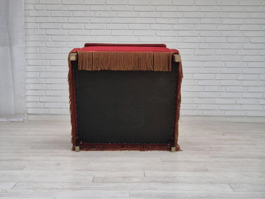 1970s, Danish Highback Wingback Armchair, Original Condition, Furniture Velour, Ash Wood. 4 1970s, Danish Highback Wingback Armchair, Original Condition, Furniture Velour, Ash Wood. - Image 2