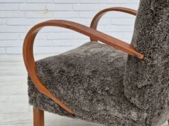 1950s, Danish Design, Reupholstered Armchair, Genuine Sheepskin "Wellington".