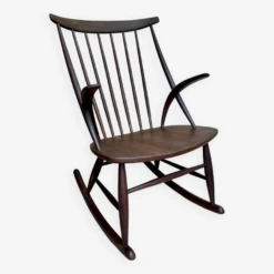 Dark Wooden Rocking Chair By Illum Wikkelso For Niels Eilersen, 1960s -Chairly Shop d6a9062c 9088 4ad3 b140 8faee6599e20
