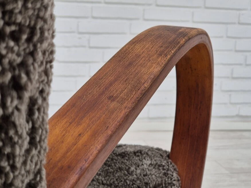 1950s, Danish Design, Reupholstered Armchair, Genuine Sheepskin "Wellington". 16 1950s, Danish Design, Reupholstered Armchair, Genuine Sheepskin "Wellington". - Image 14