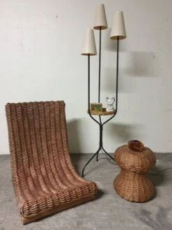 Rattan Armchair And Stool Set
