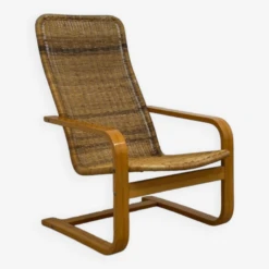 Scandinavian Armchair In Woven Rattan