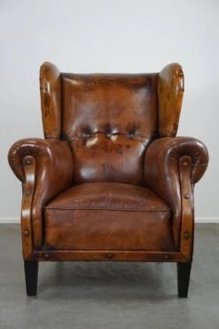 Irresistible Old Sheep Leather Wingback Armchair With The Most Beautiful Colors -Chairly Shop db8672ac b450 490f b94b 5a7154005332