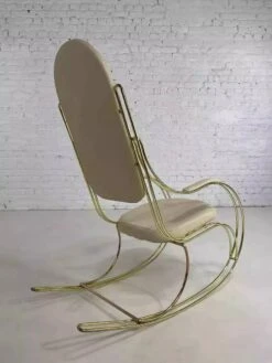 60s Rocking Chair In Brass And Ecru Imitation Leather -Chairly Shop dd06f3f7 0b11 479b aad1 b8c146e7b172