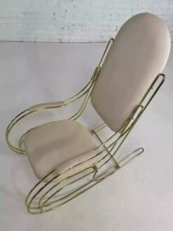 60s Rocking Chair In Brass And Ecru Imitation Leather -Chairly Shop de0b9dc0 483f 4447 abb9 76fa104ed3c0