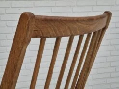 1960s, Danish Design, Oak Wood Rocking Chair With Footstool, Furniture Wool, Original Condition. -Chairly Shop e0af22b9 2d27 4001 99b8 d1fe6b77410b