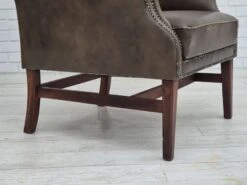 1970s, Vintage Wingback Armchair, Original Condition, Leather, Beech Wood. -Chairly Shop e2a7e59a 40fe 4b79 a130 14905577c08c